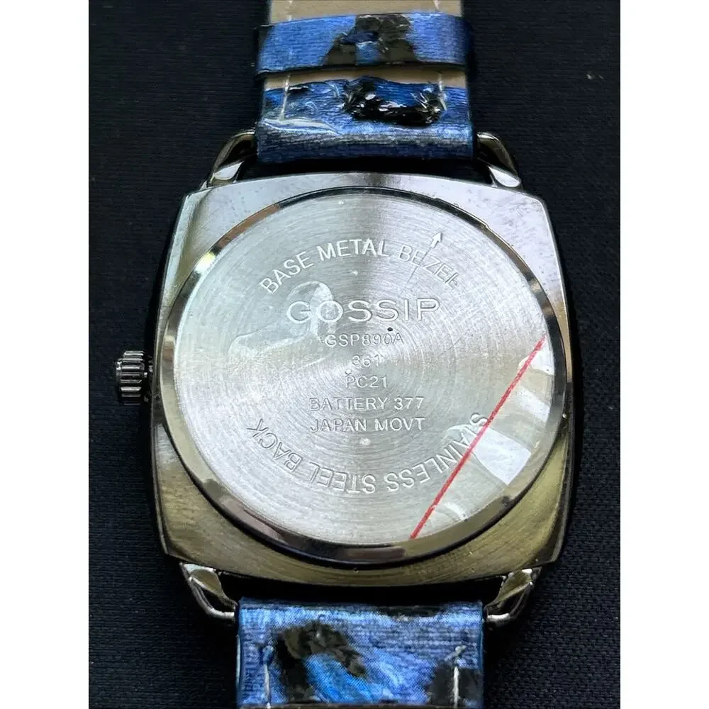 Gossip Black Case Blue Cheetah Print Band Women’s Quartz Watch